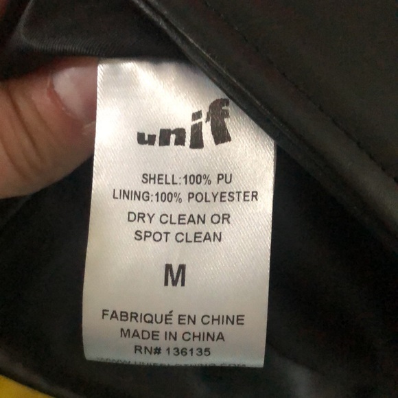 Like new! Unif cropped faux leather moto jacket - Picture 5 of 7